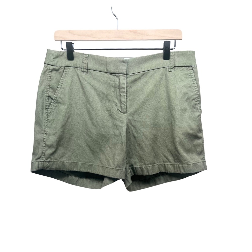 J.Crew Chino Shorts Womens 8 Olive Green Good Cotton Twill Mid Rise Casual